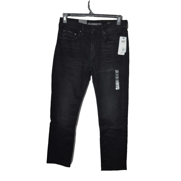 Guess Jeans Mens 31x29 (T31x30) Black Tencel Davis Slim Straight NEW - Picture 1 of 16